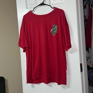 Oversized Red Dragon Graphic Tee